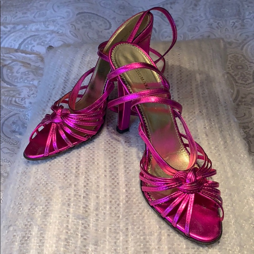 Neon pink Leather spaghetti strap sandal size 7.5